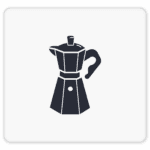 Symbolicon für die Espresso Zubereitung durch einen klassischen Kocher. Traditionell gebrühter Kaffee für ein vollmundiges Aroma.