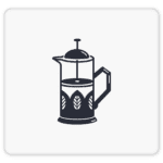Symbolicon für die Stempelkaffeemaschine, auch French Press genannt.