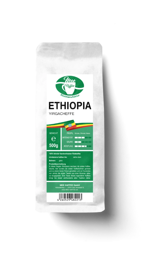 Ethiopia Yirgacheffe in der 500 gr packung In dieser Region wuchsen die ersten Kaffebäume, die ersten Kaffebohnen wurden hier geröstet und gemahlen, sowie die tersten tassen aus einer tönernen Jebana eingegossen. Eine Tasse dieses legendären Kaffees bringt sie dieser Jahrhunderte alten Tradition näher