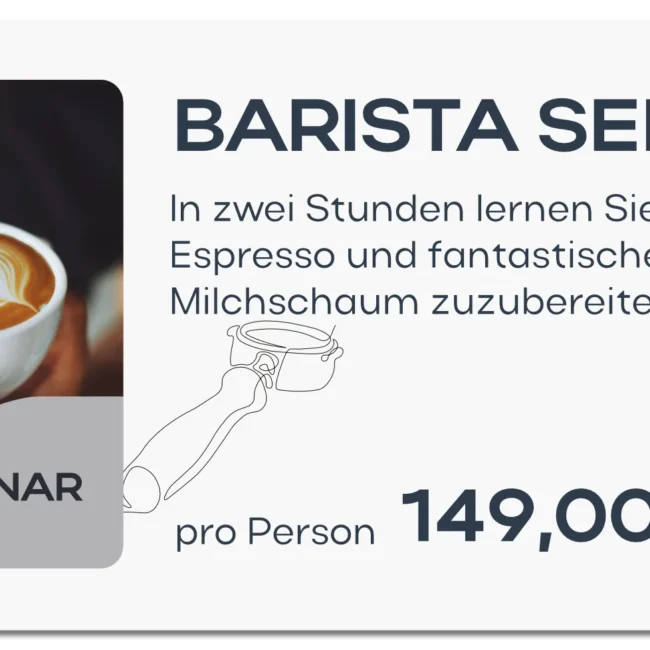 Barista Seminar. In zwei Stunden lernen Sie perfekten Espresso und fantastischen Milchschaum zuzubereiten.