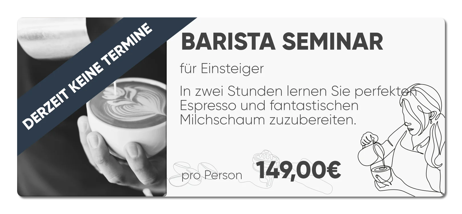 Barista Seminar für Einsteiger. In zwei Stunden lernen Sie perfekten Espresso und fantastischen Milchschaum zuzubereiten.